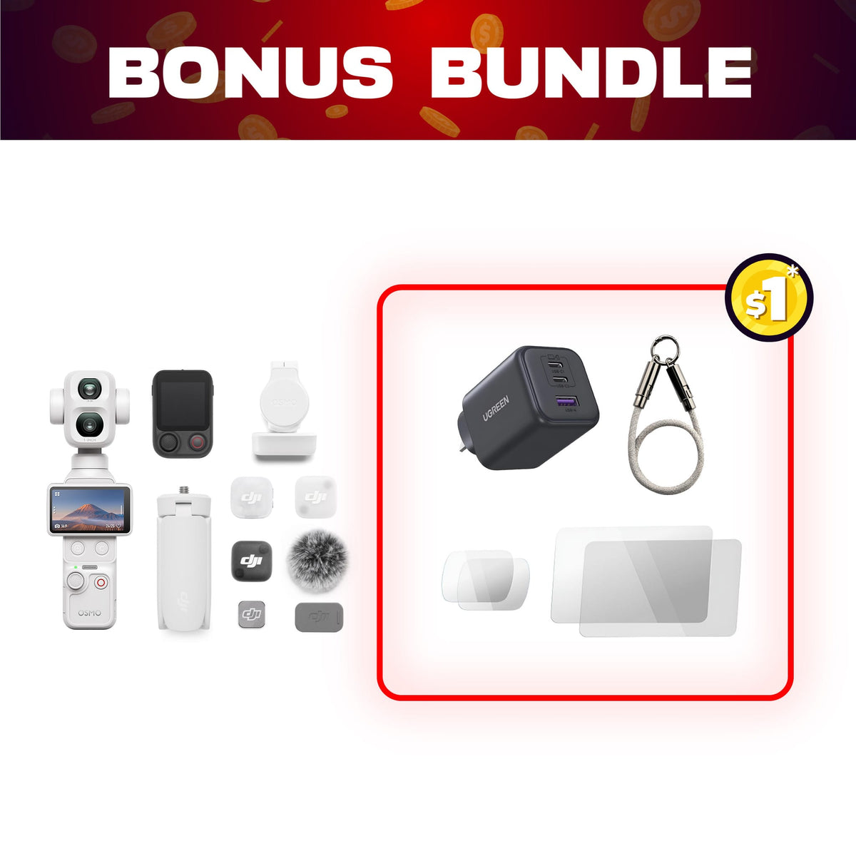 Osmo Pocket 4P Vlog Bundle + $1 Bonus Bundle (Pearl White) — detail