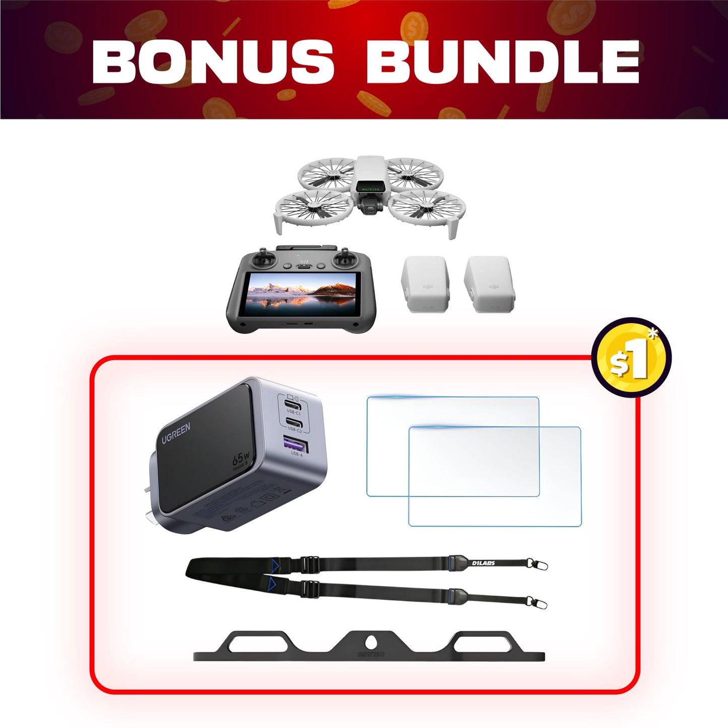 DJI Flip Fly More Combo + $1 Bonus Bundle