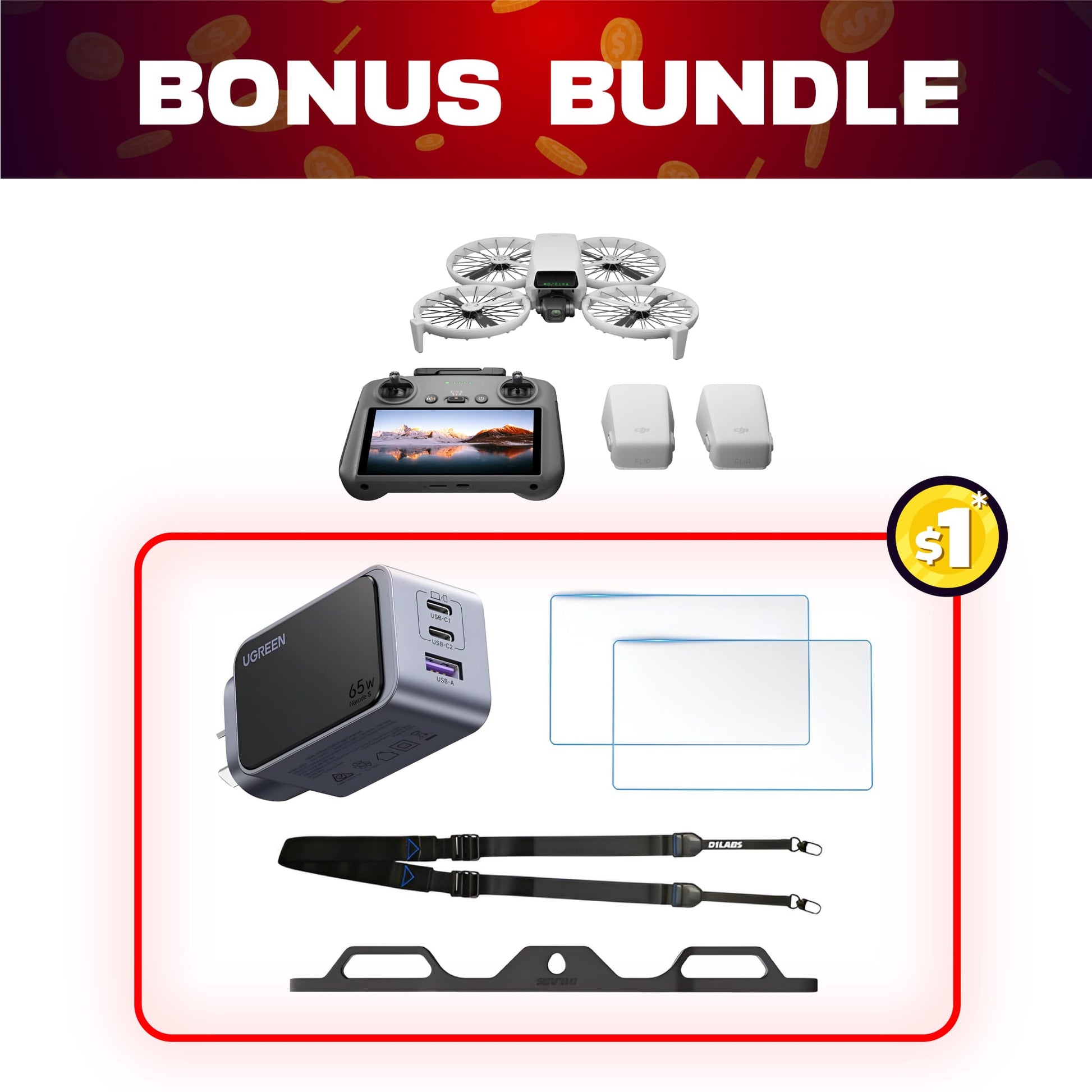 DJI Flip Fly More Combo + $1 Bonus Bundle