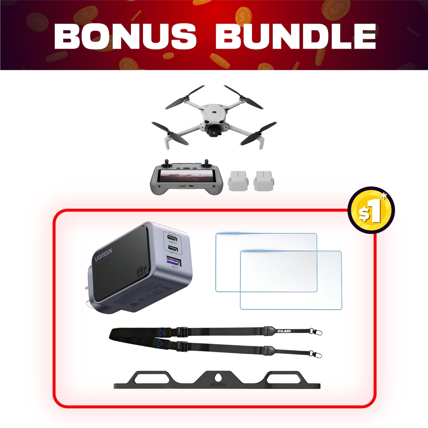 DJI Lito X1 Fly More Combo Plus + $1 Bonus Bundle