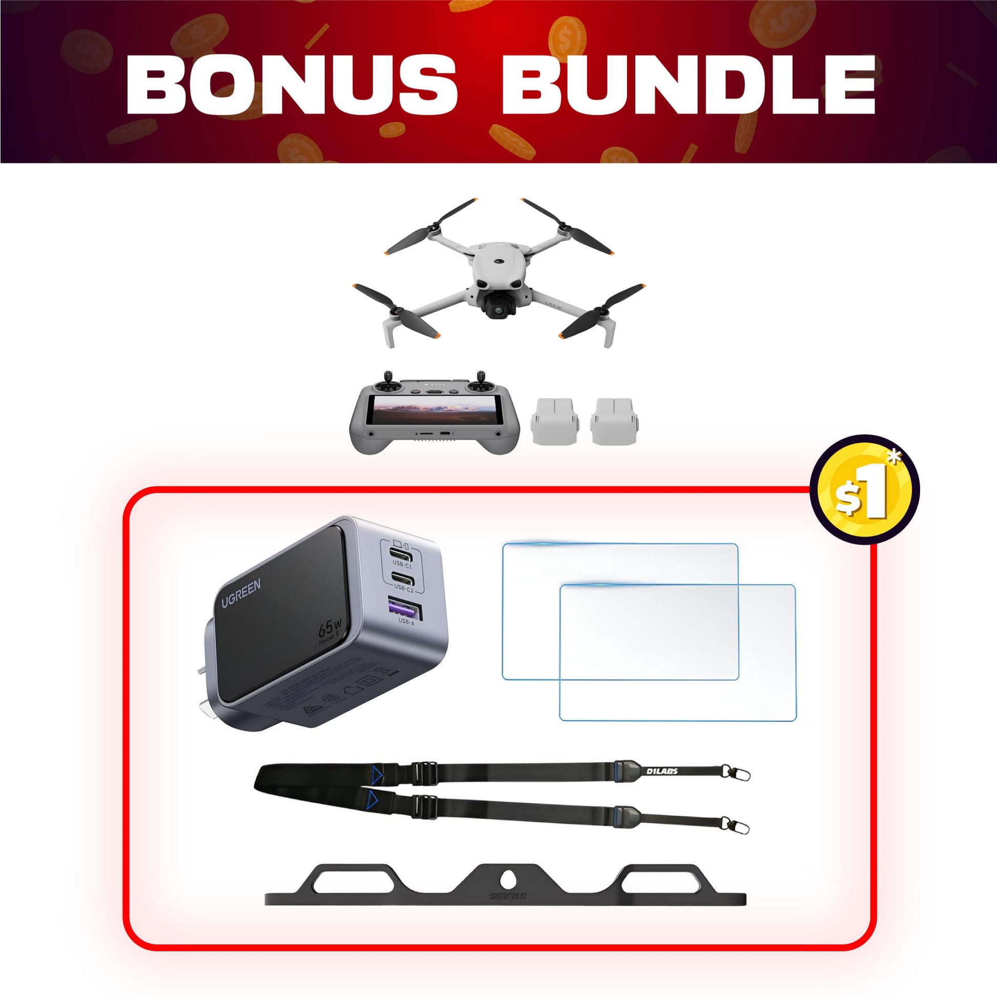 DJI Lito X1 Fly More Combo Plus + $1 Bonus Bundle