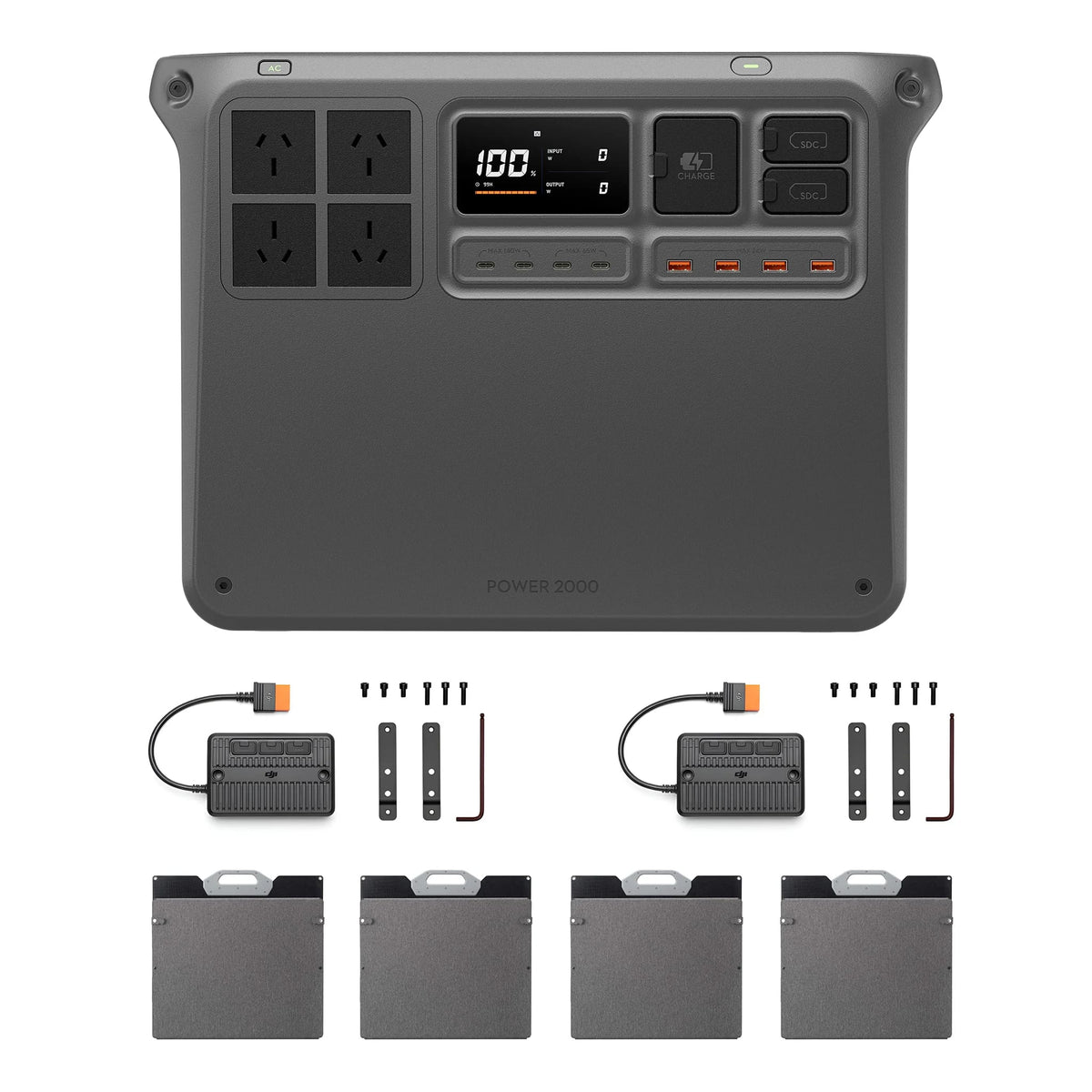 DJI Power 2000 & 200W Foldable Solar Panel × 4