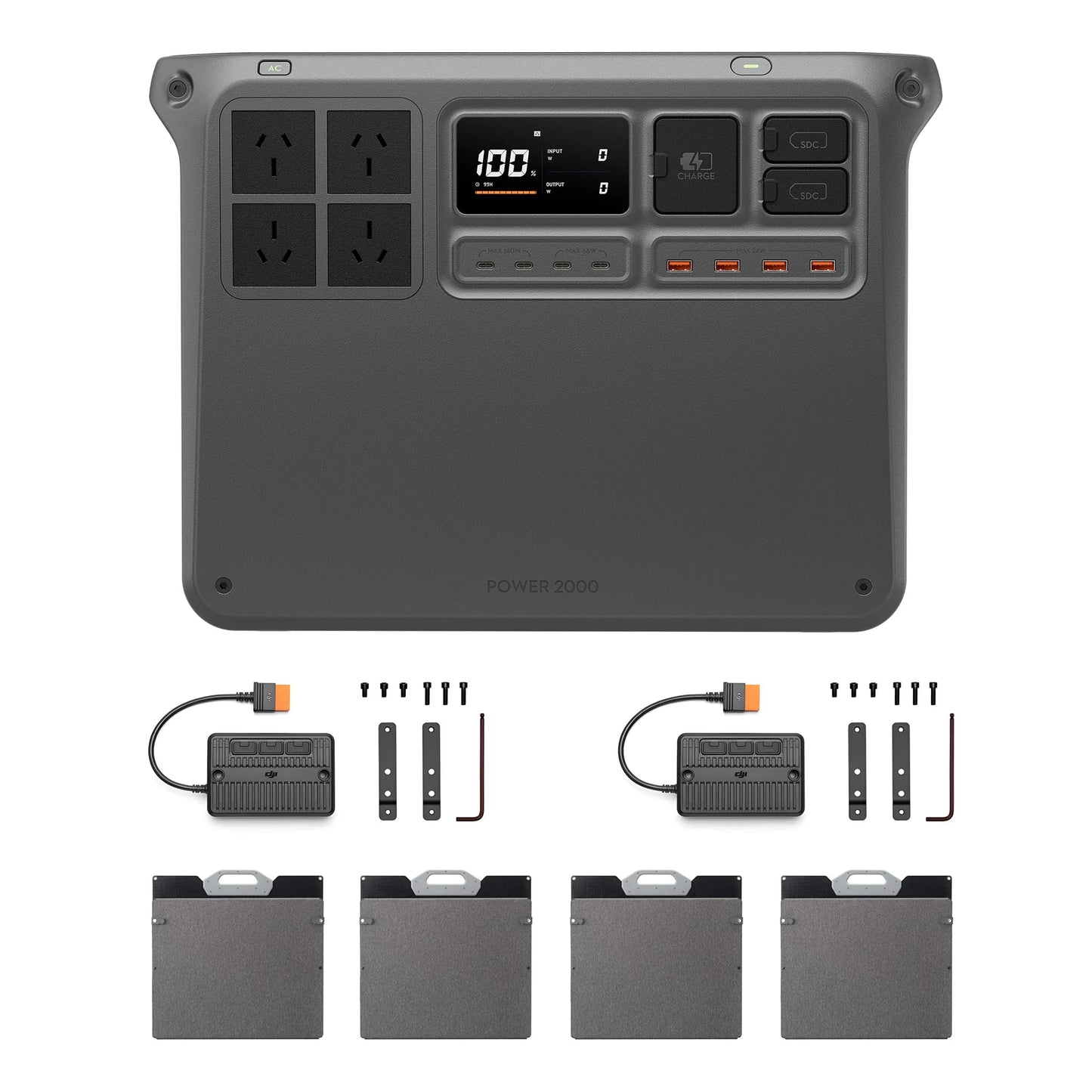DJI Power 2000 & 200W Foldable Solar Panel × 4