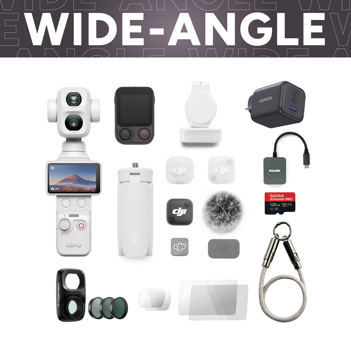 Osmo Pocket 4P (Pearl White) Wide-Angle Vlog Combo — detail