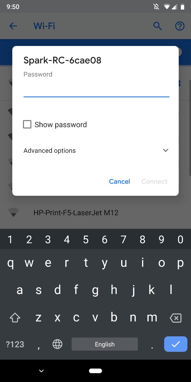 dji spark controller wifi password